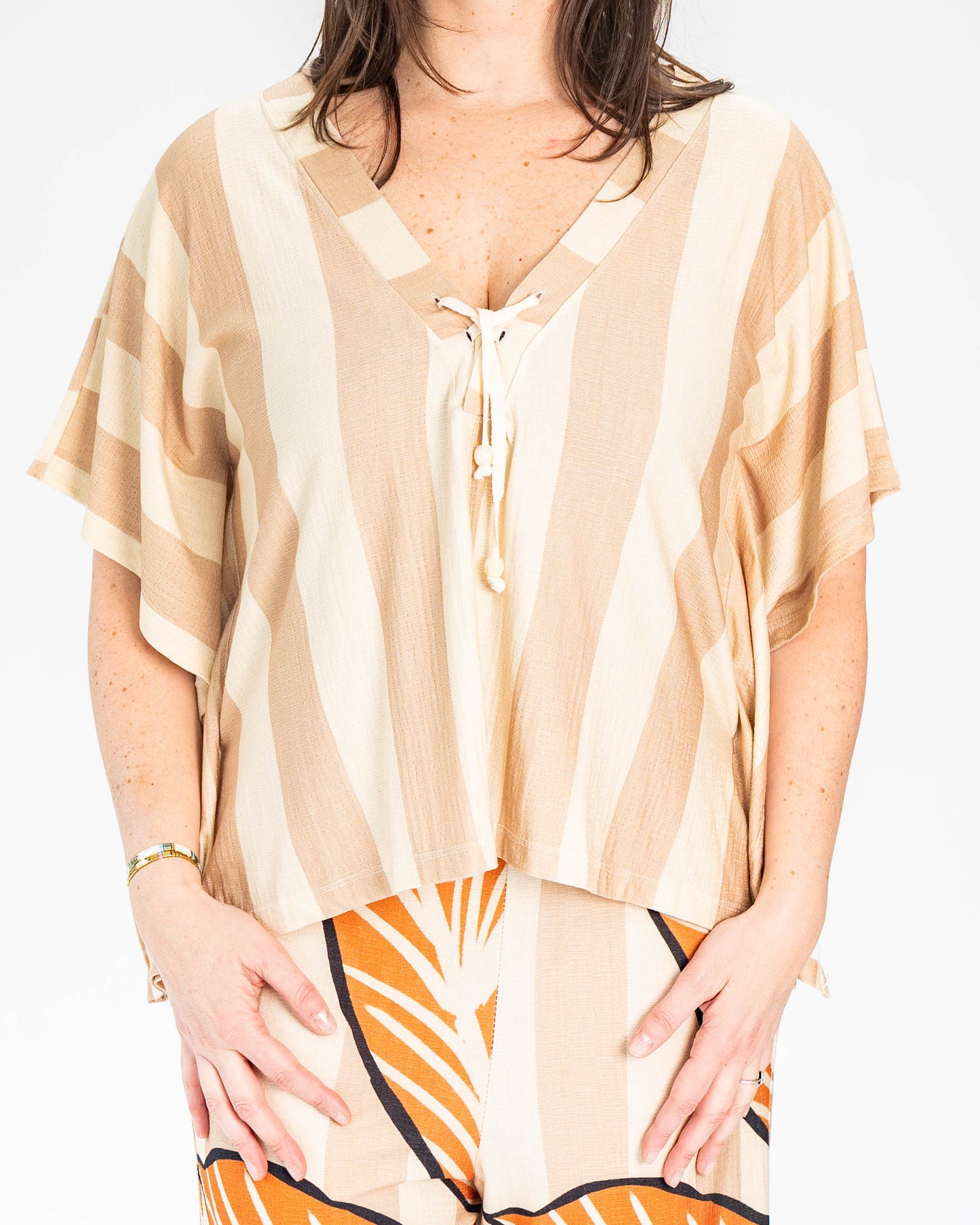 CONJUNTO AYLIN BRASIL BEIGE/NARANJO