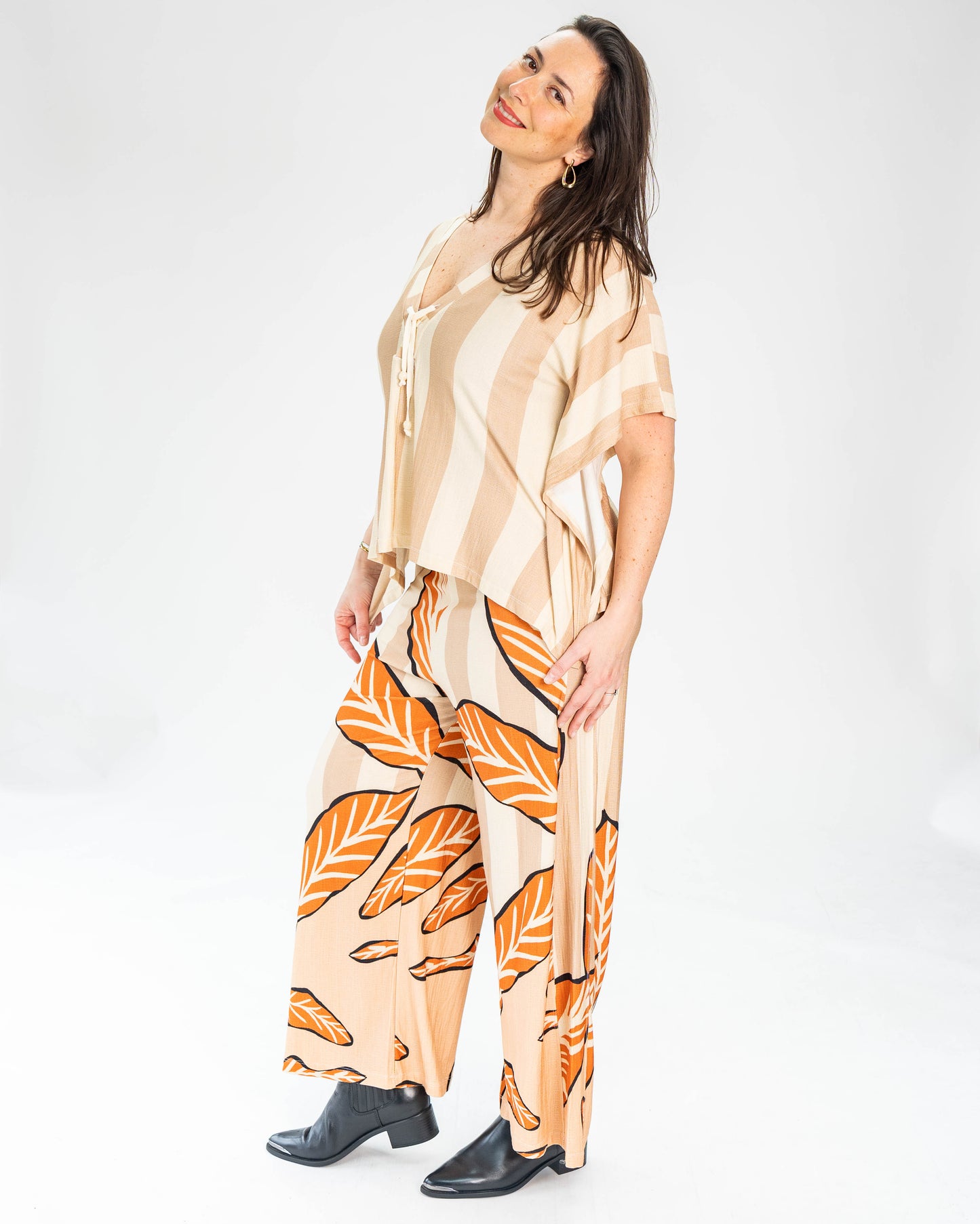 CONJUNTO AYLIN BRASIL BEIGE/NARANJO