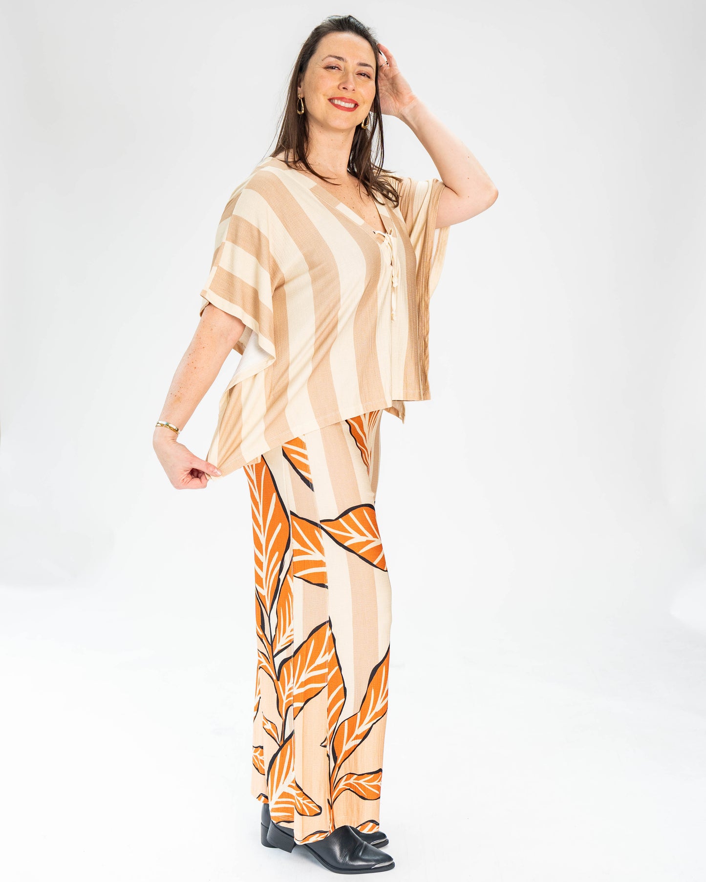 CONJUNTO AYLIN BRASIL BEIGE/NARANJO