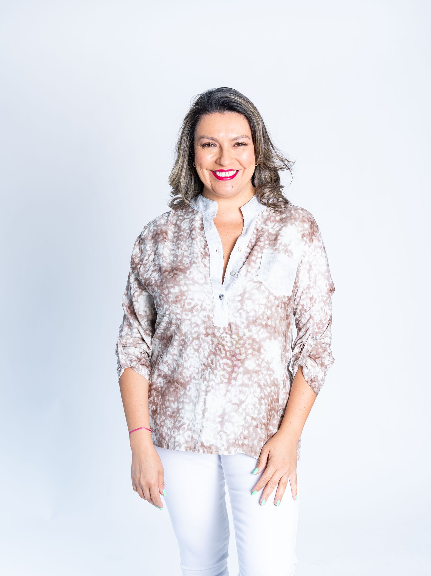 BLUSA PRINT MERCEDES BEIGE
