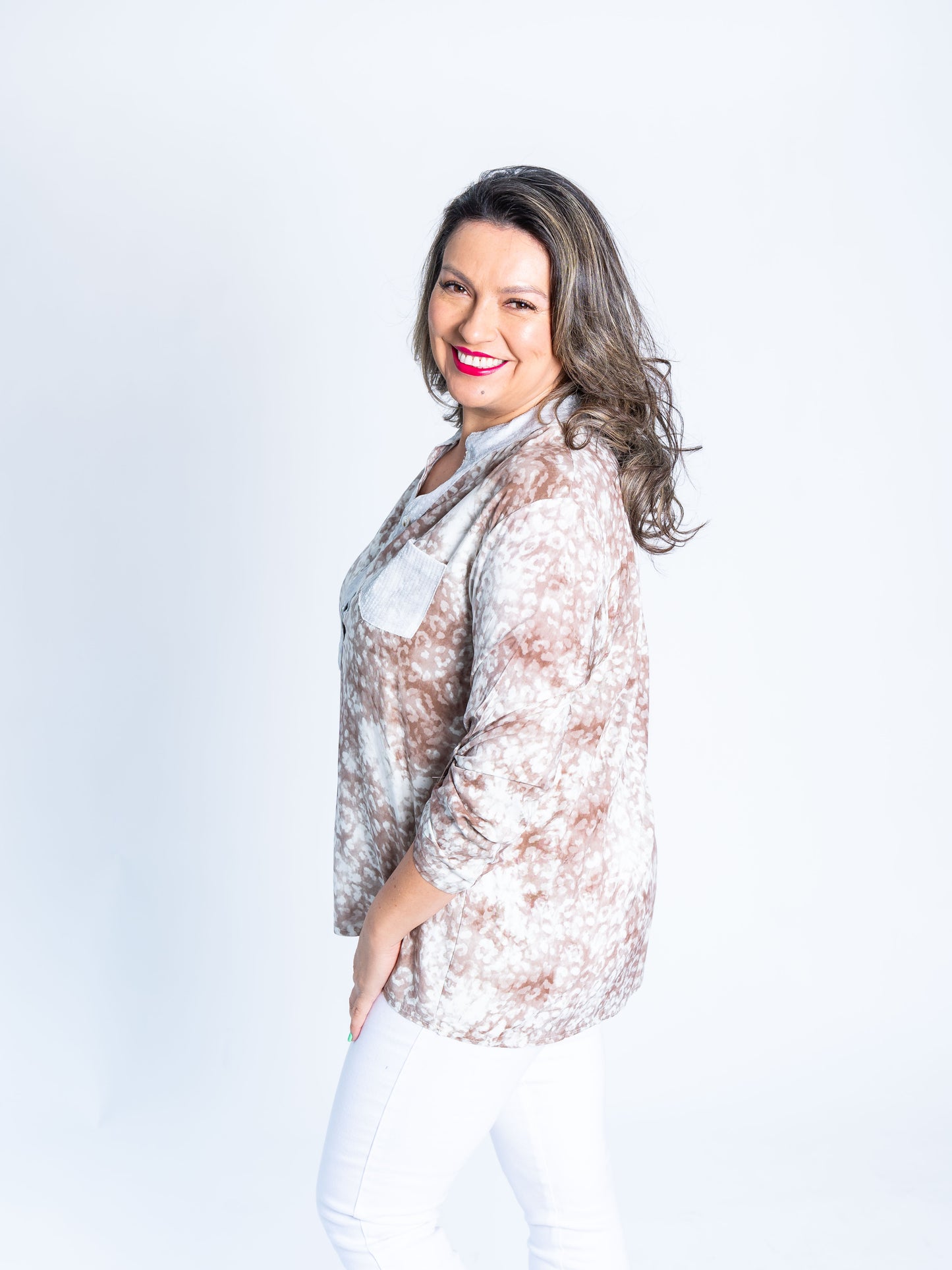 BLUSA PRINT MERCEDES BEIGE