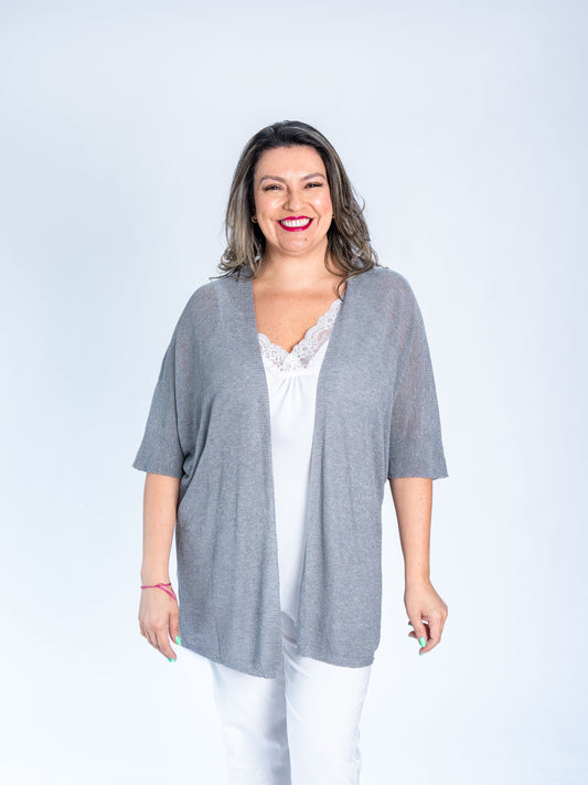 Chaleco Lurex sin Botones Gris