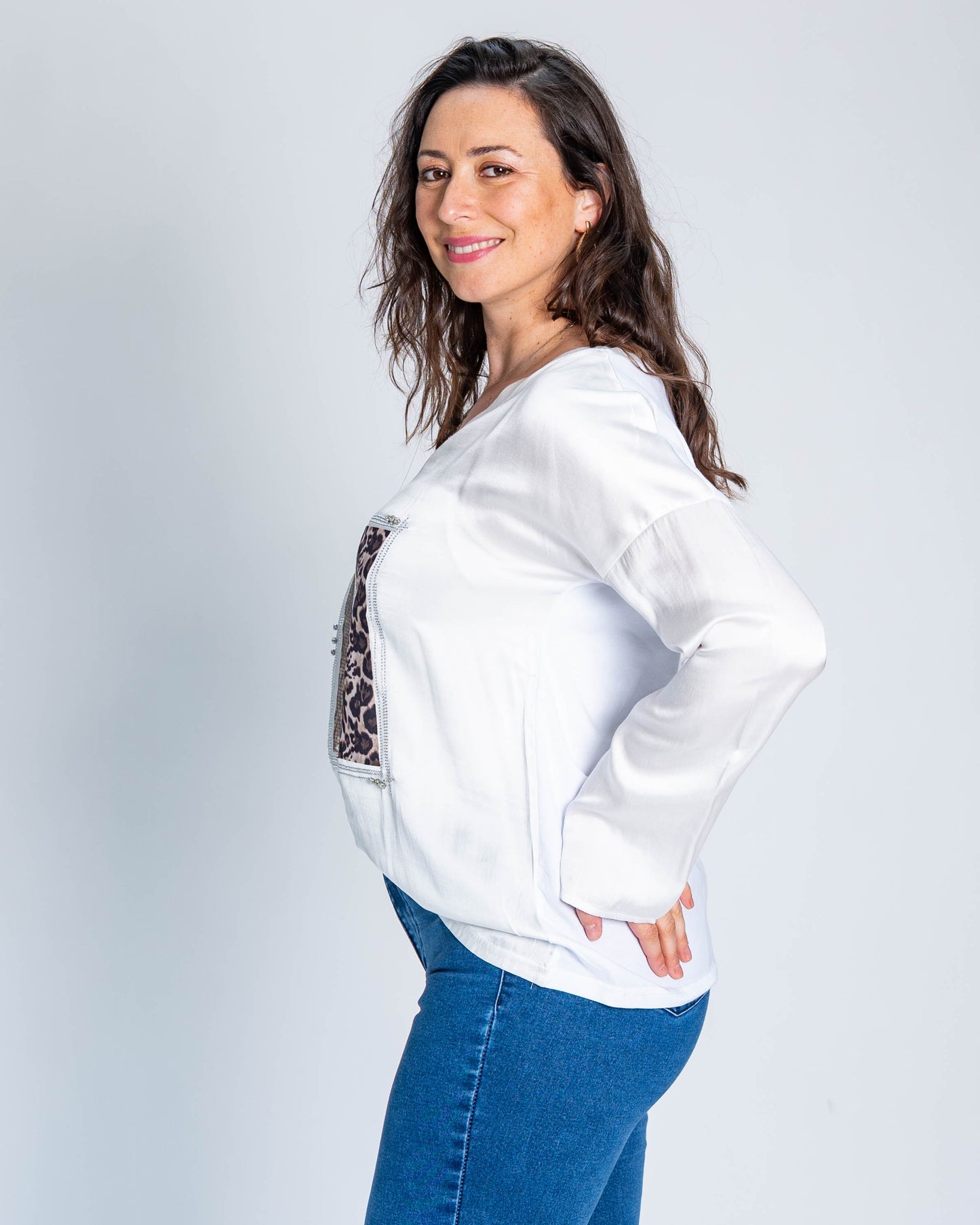 Polera Triple Print Brillo Blanco