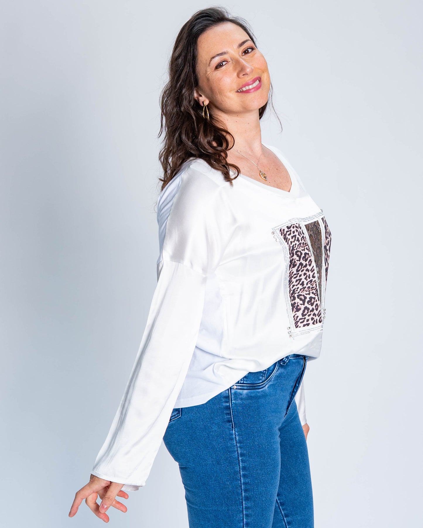 Polera Triple Print Brillo Blanco