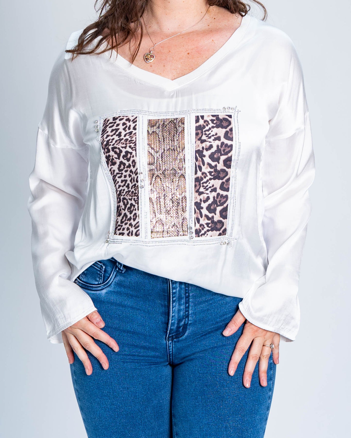 Polera Triple Print Brillo Blanco