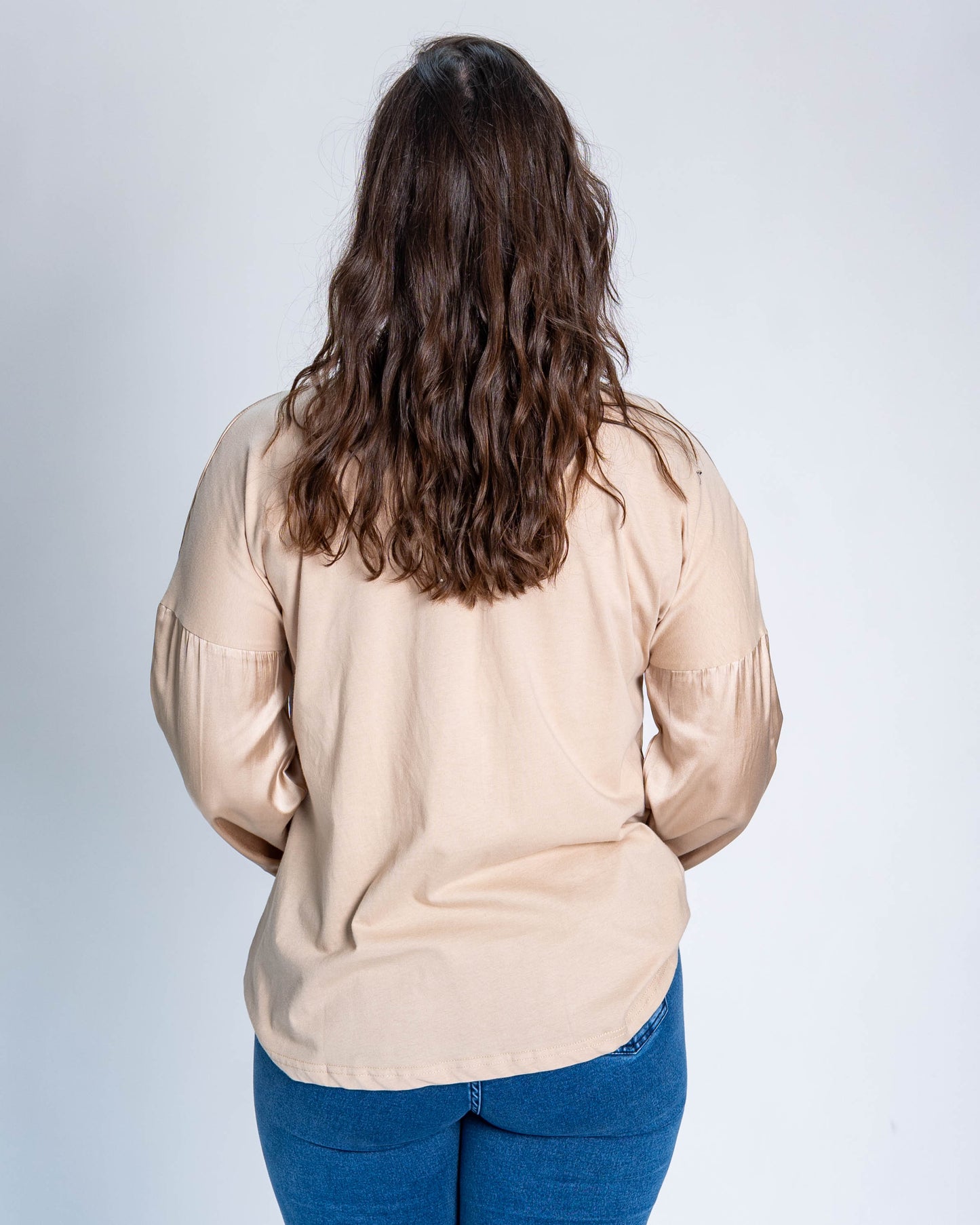 Polera Triple Print Brillo Beige