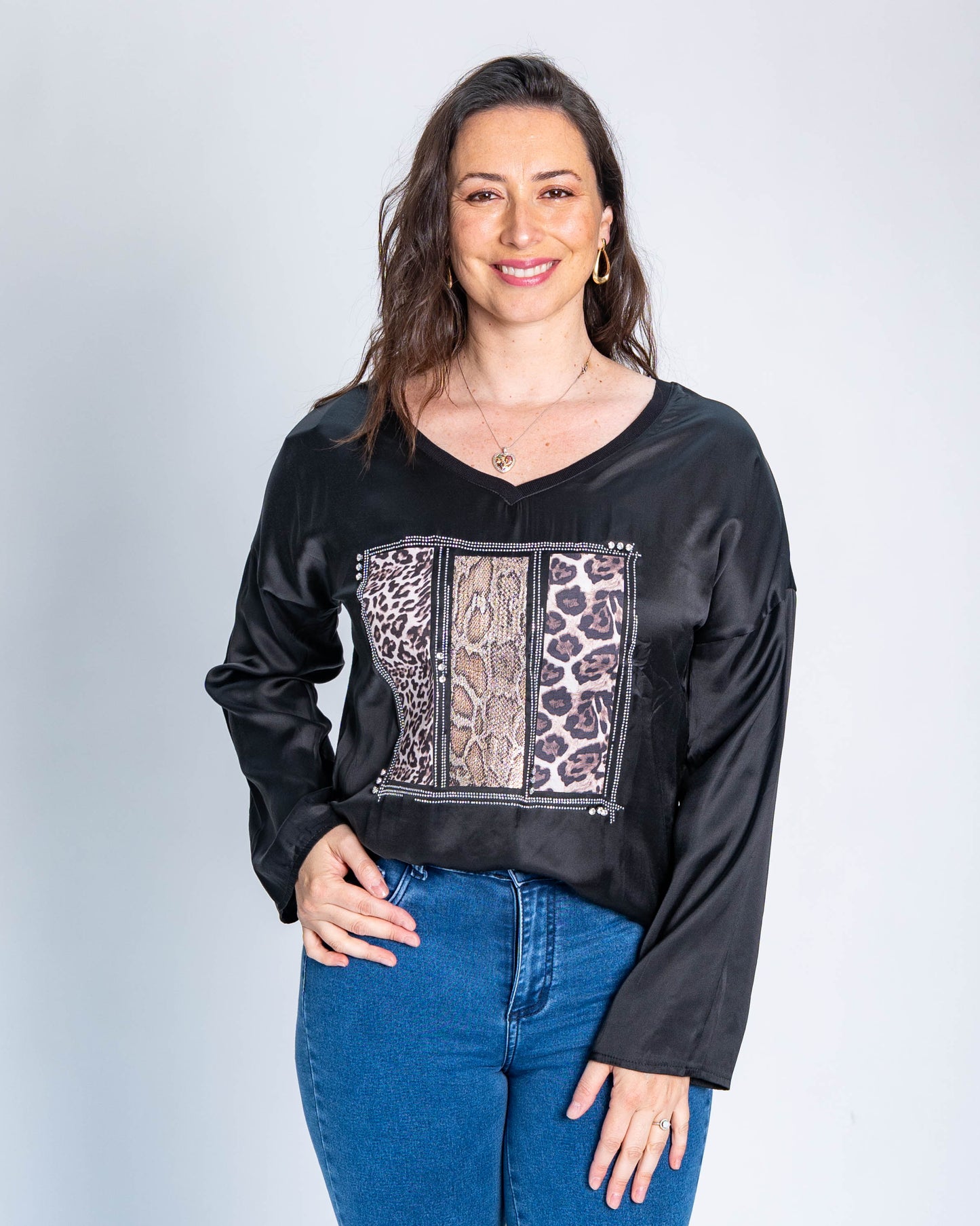 Polera Triple Print Brillo Negro