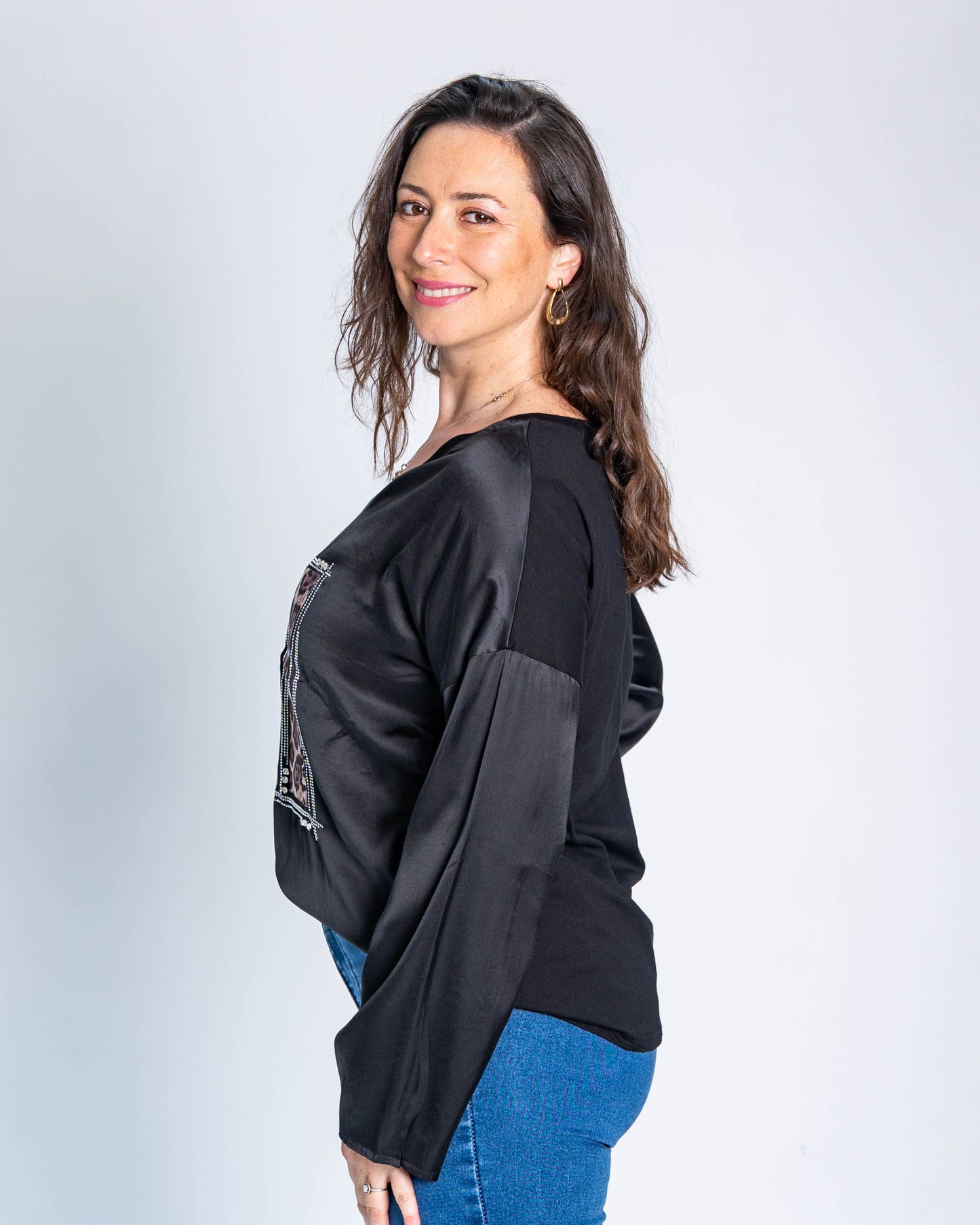 Polera Triple Print Brillo Negro