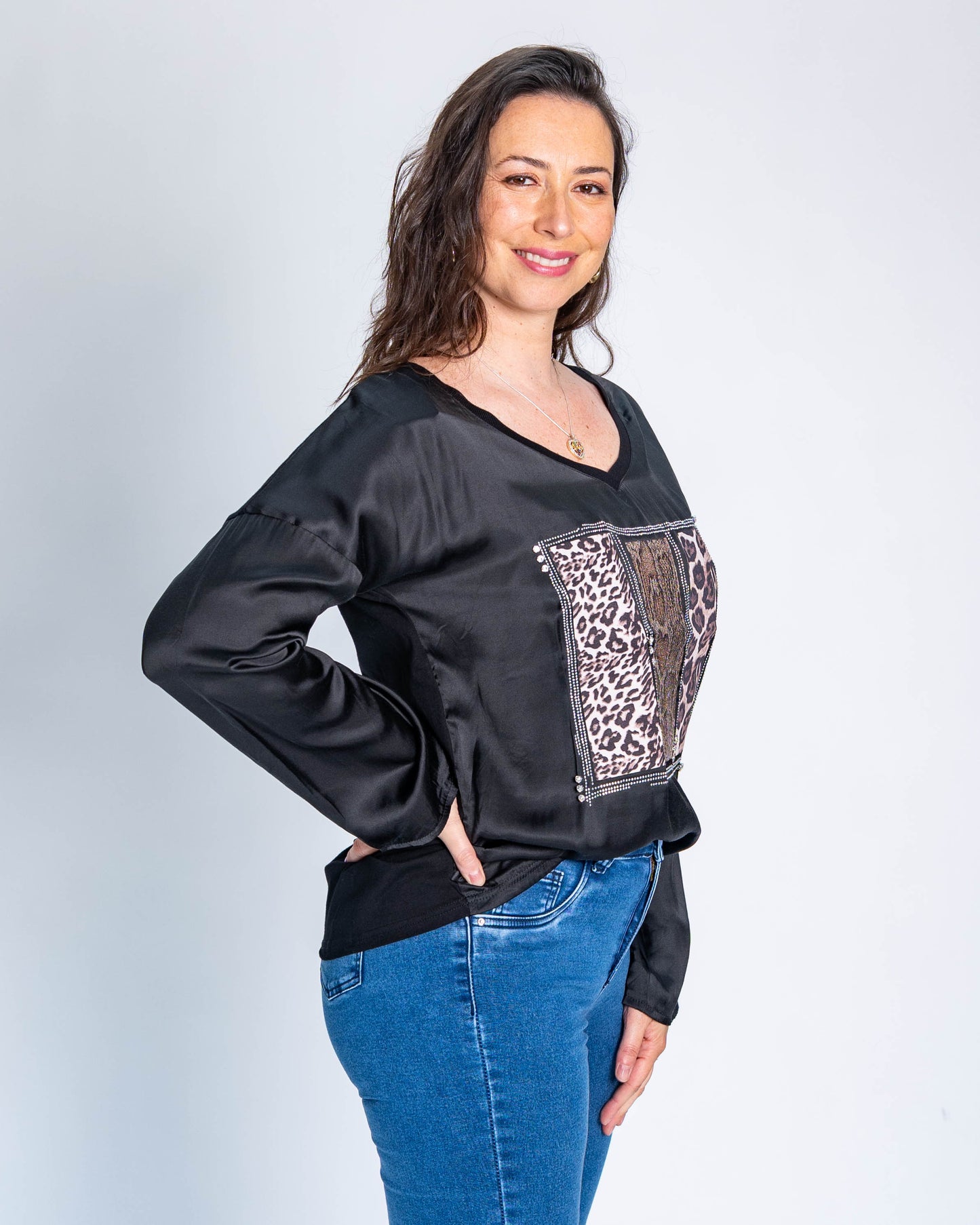 Polera Triple Print Brillo Negro