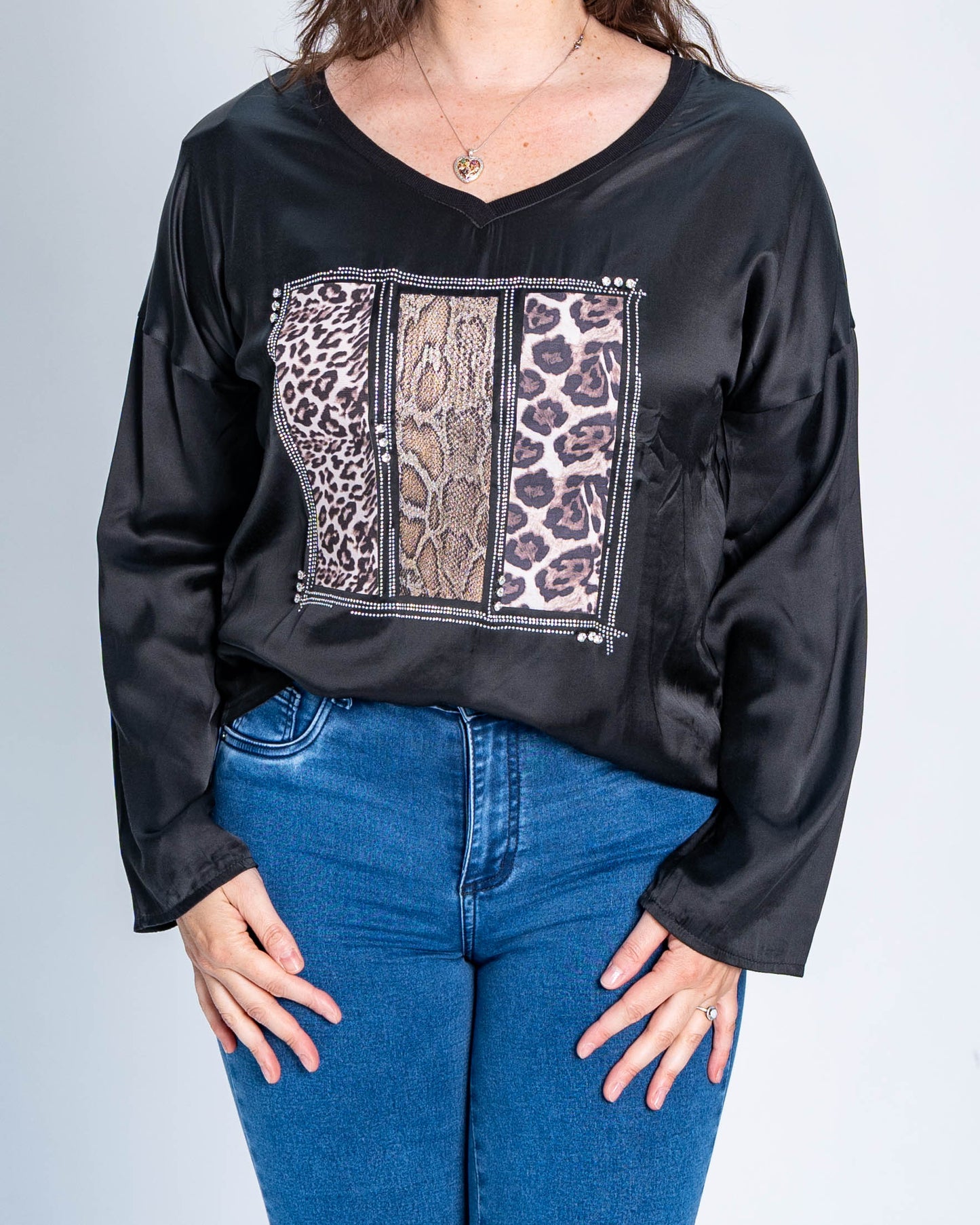 Polera Triple Print Brillo Negro