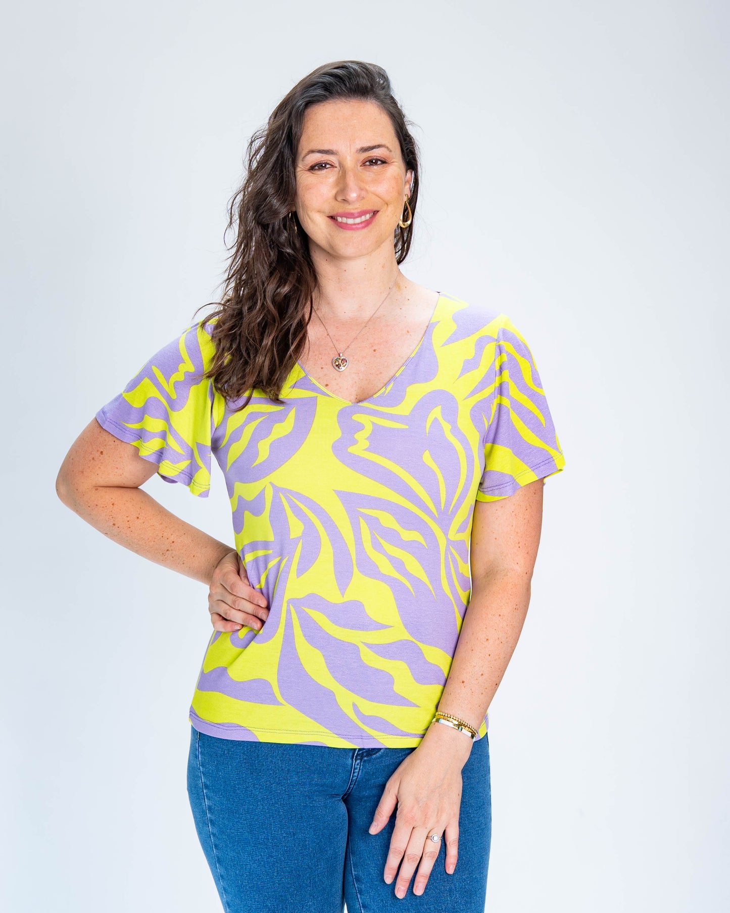 Polera Líneas Giselle Amarillo Lila