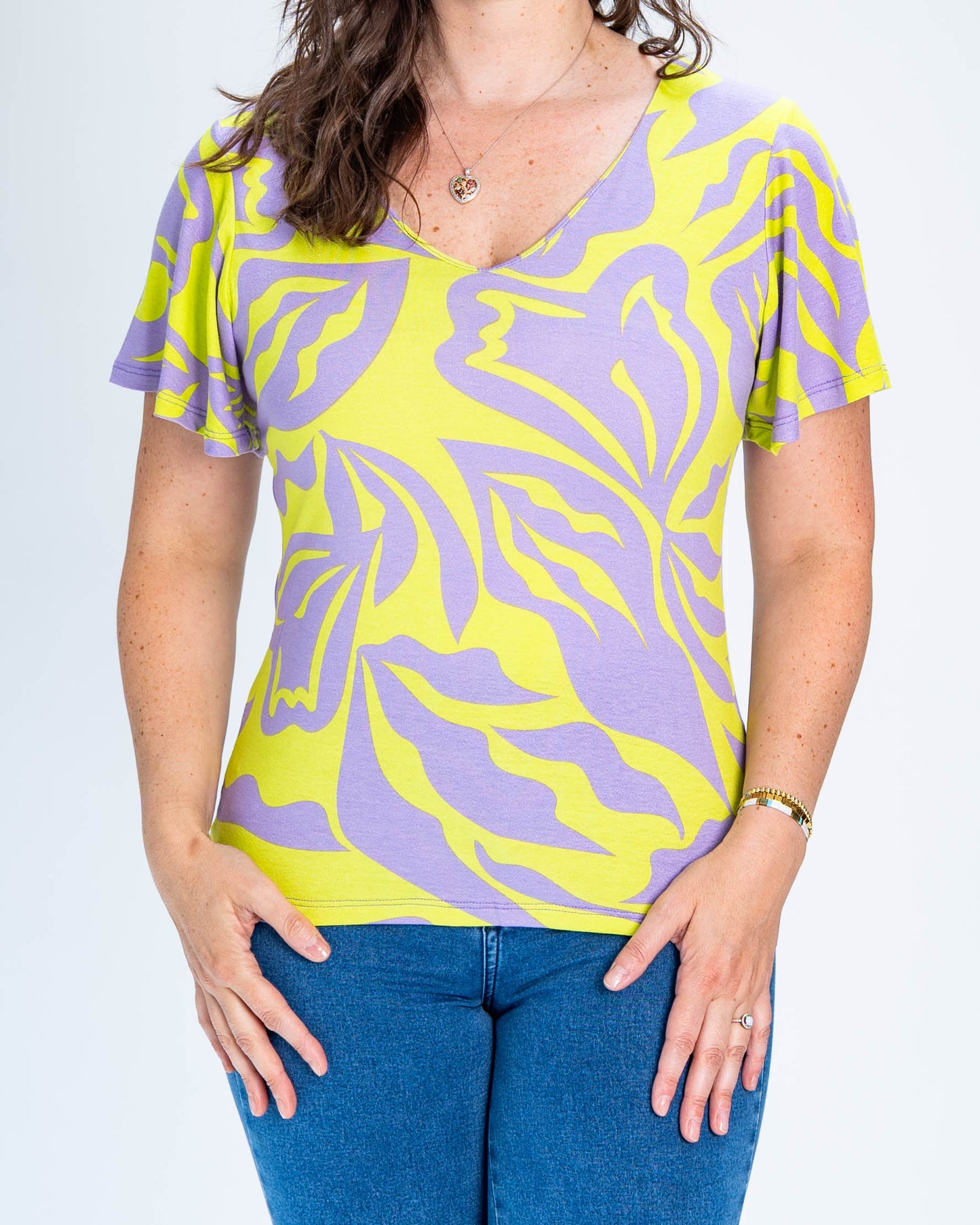 Polera Líneas Giselle Amarillo Lila