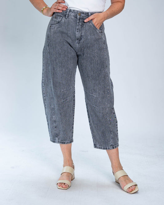 Jeans Baggi Brillos Gris