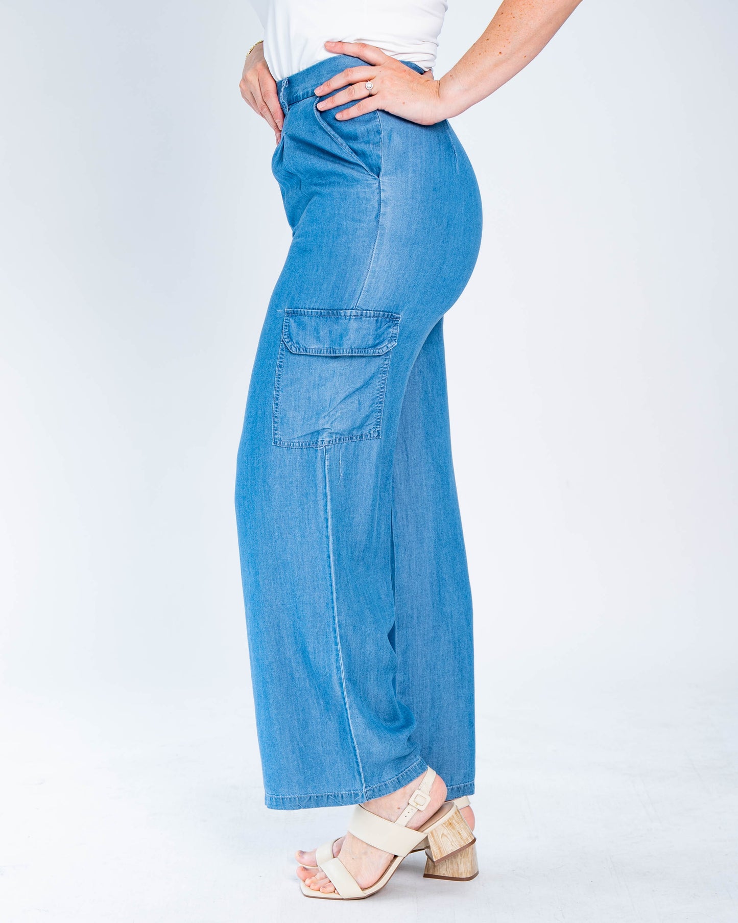 Pantalón Tencel Cargo Azul
