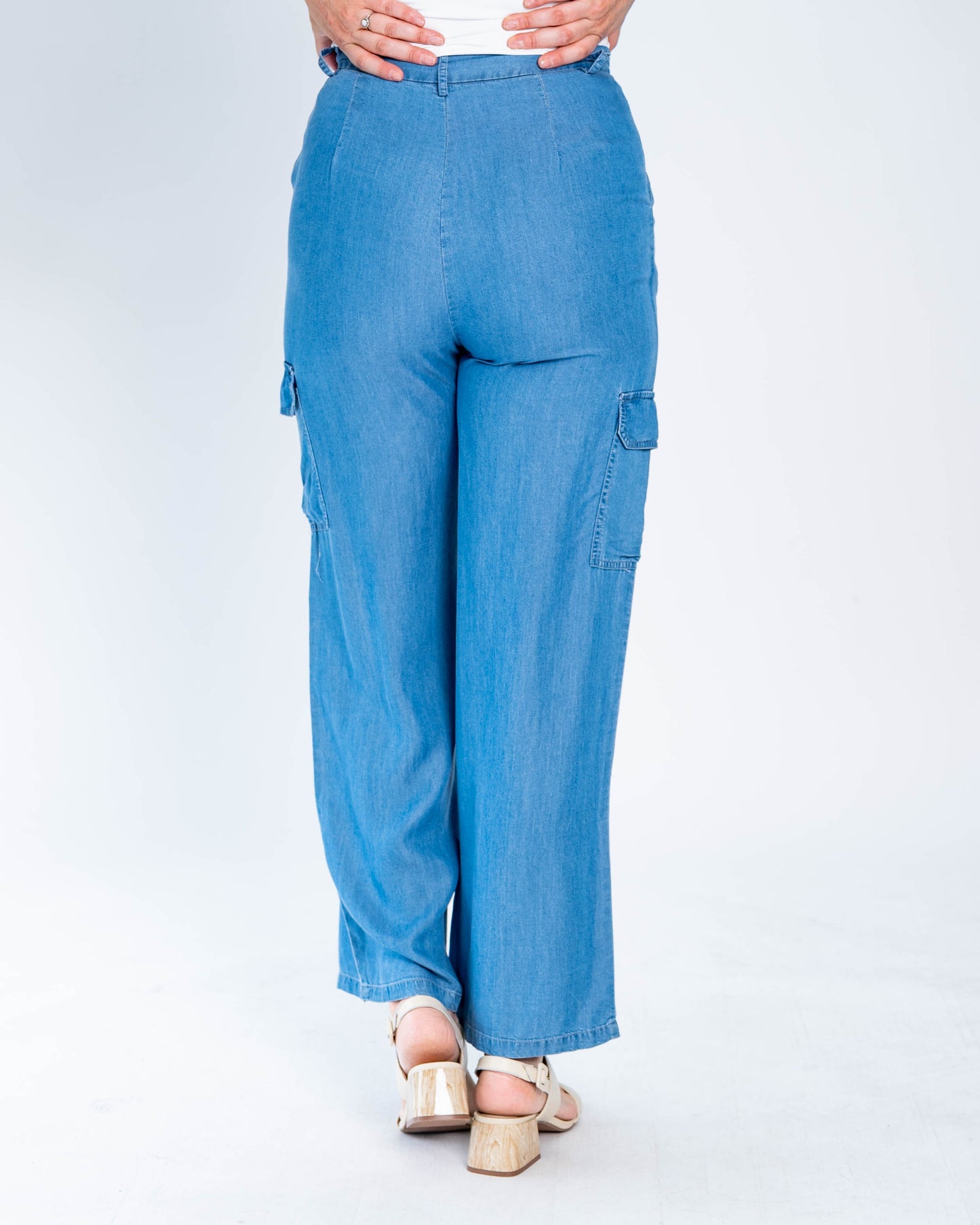 Pantalón Tencel Cargo Azul