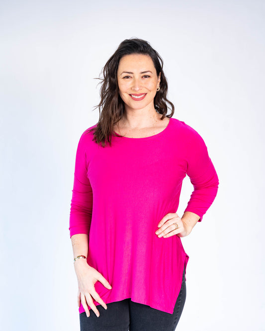 Polera básica cony fucsia