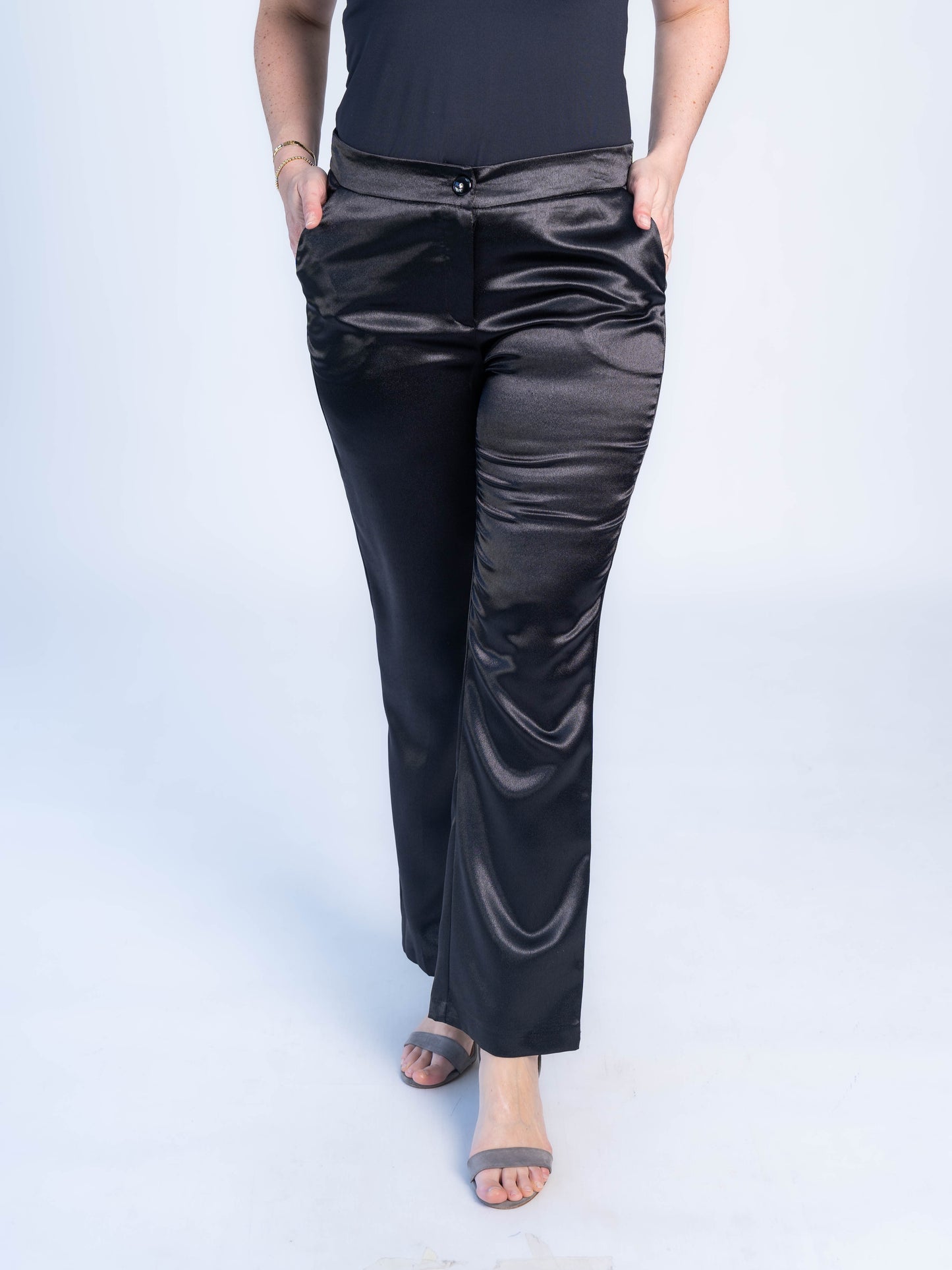 PANTALON MAXI SATINADO NEGRO