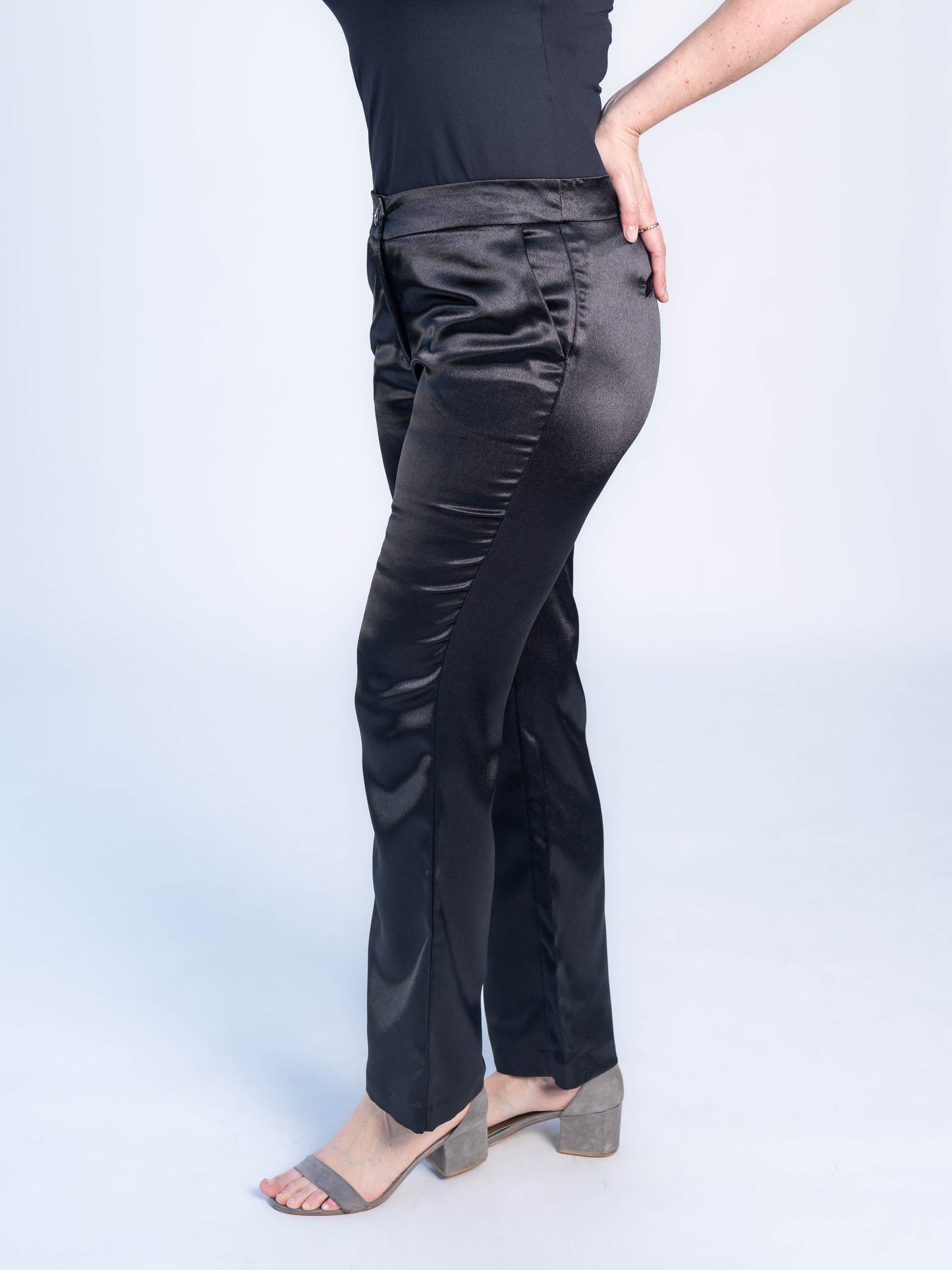 PANTALON MAXI SATINADO NEGRO