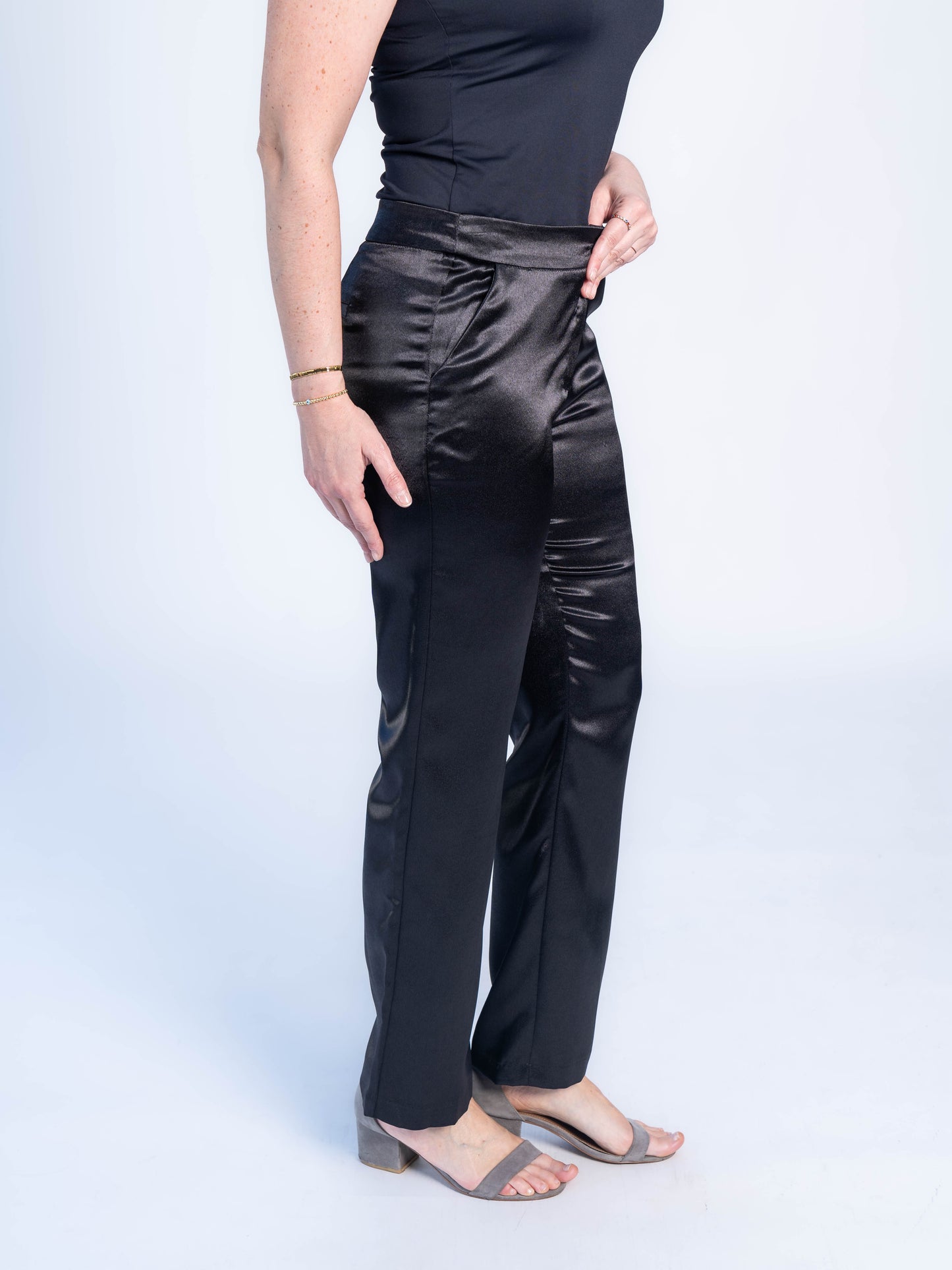 PANTALON MAXI SATINADO NEGRO