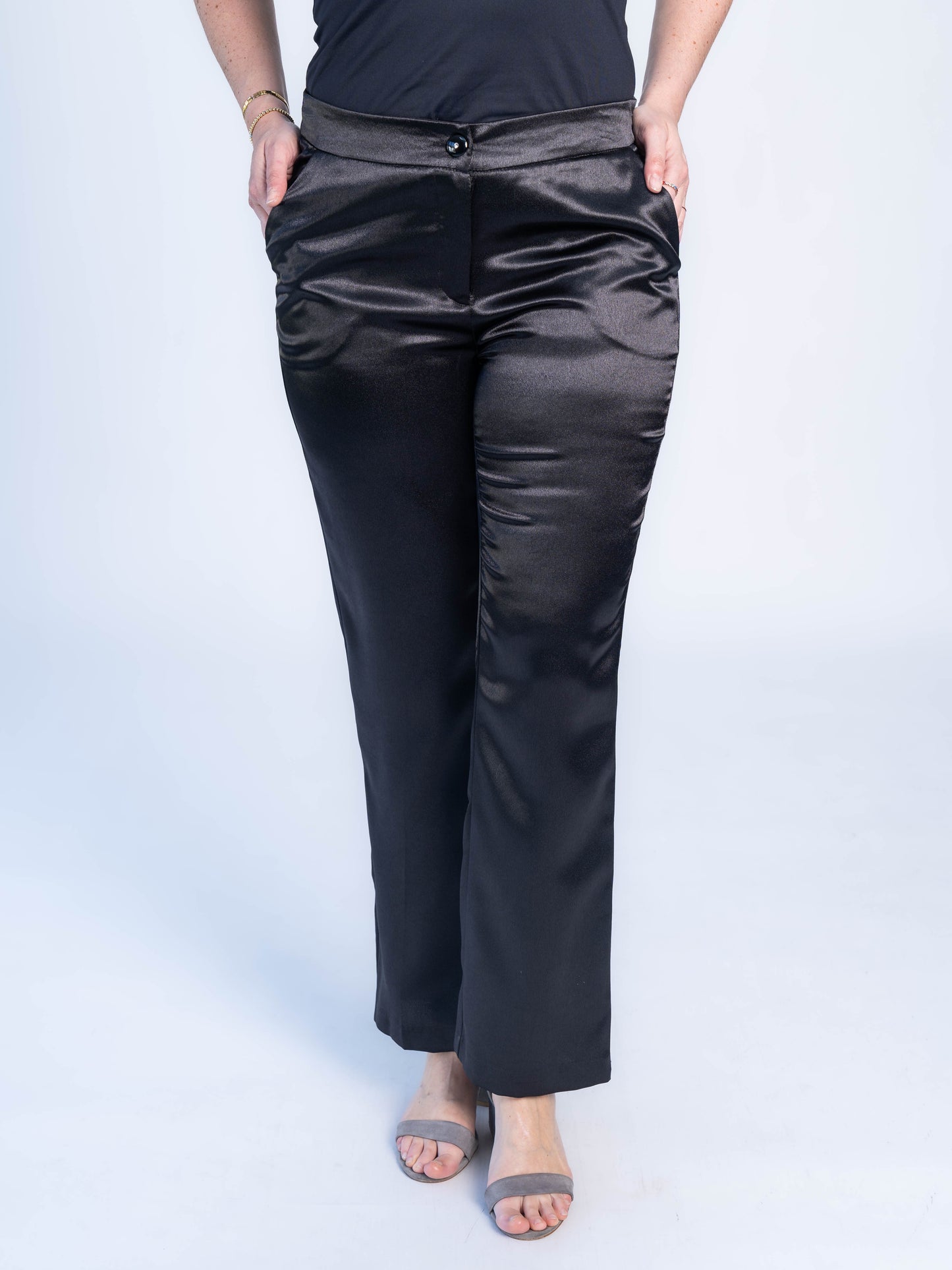 PANTALON MAXI SATINADO NEGRO