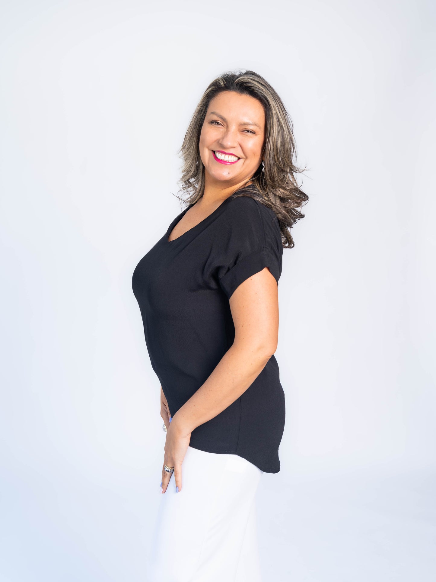 POLERA CREP MARGARITA NEGRA