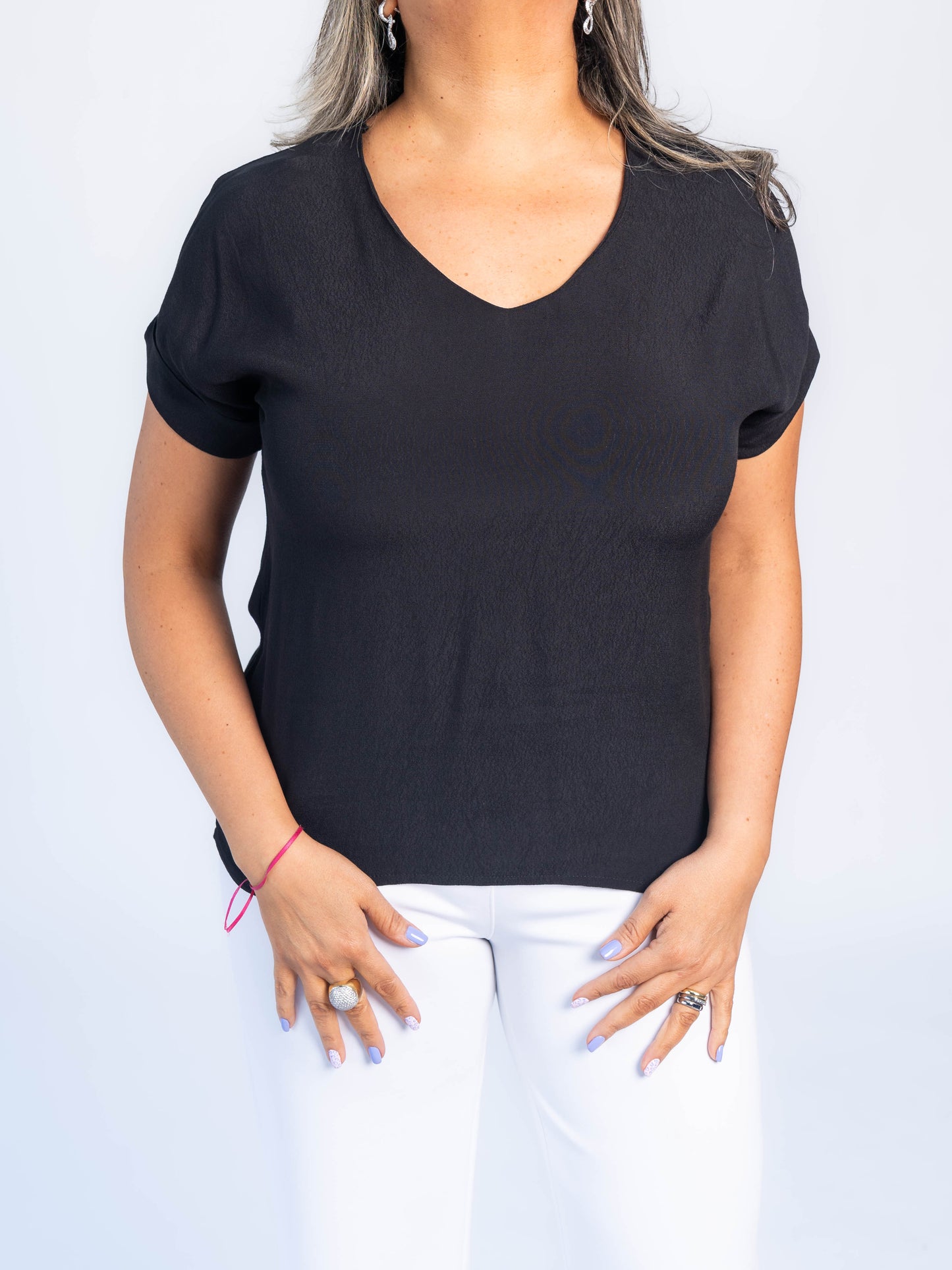 POLERA CREP MARGARITA NEGRA