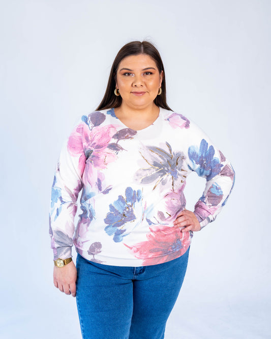 Sweater flores blanco