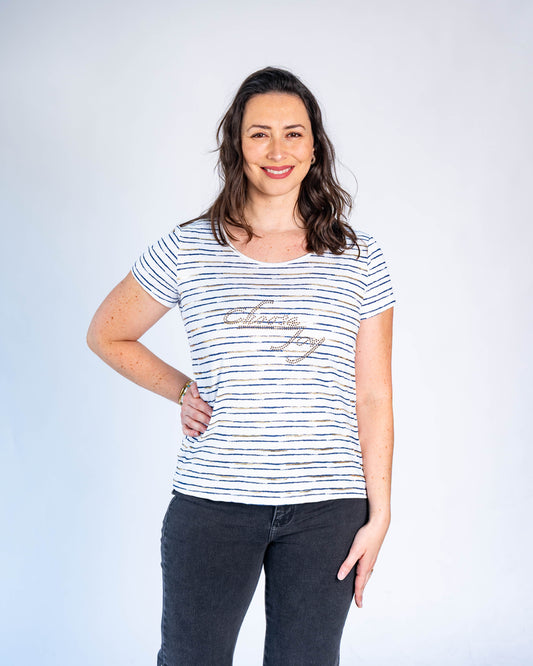 Polera Líneas Azul Dorado