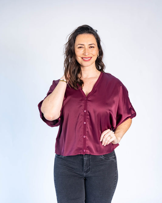 Blusa Satinada Valeria Burdeo