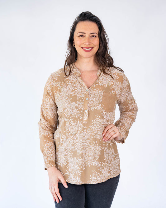 Blusa Flores Tere Beige