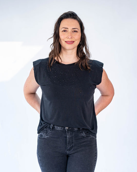 Polera Melanie brillos negro