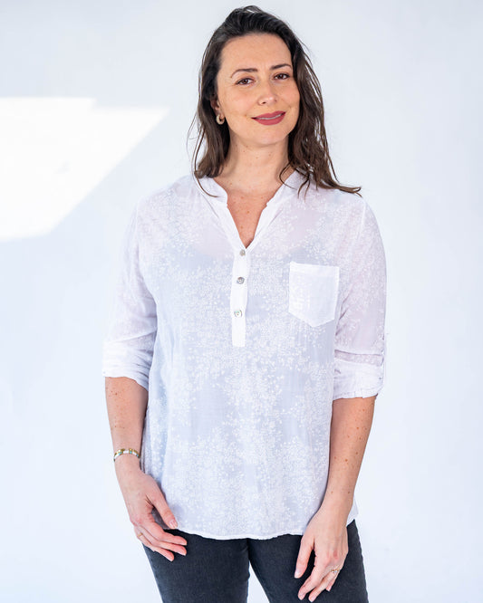 Blusa Flores Tere Blanco