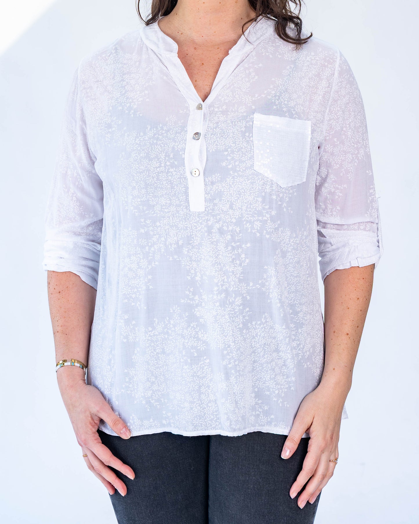 Blusa Flores Tere Blanco