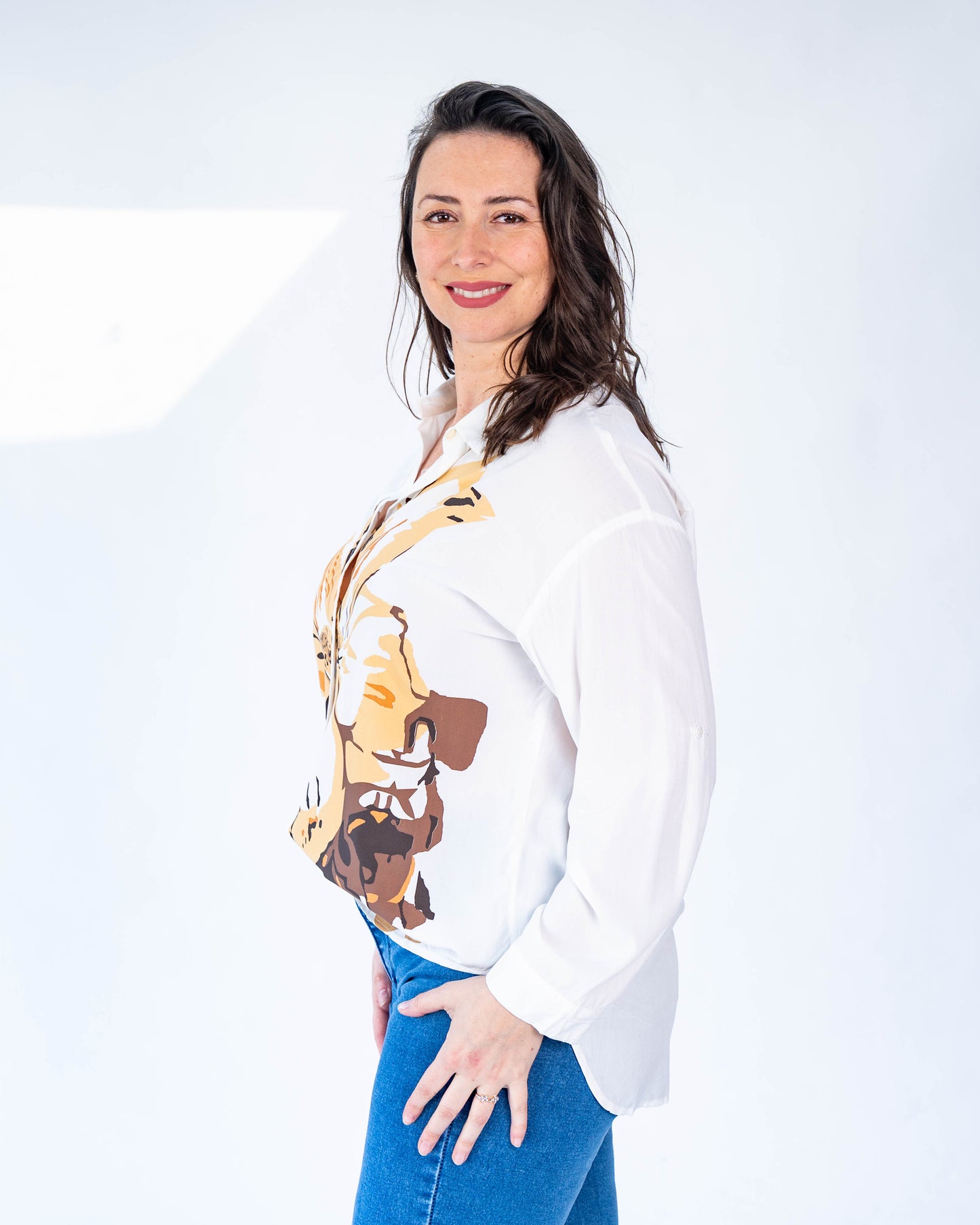 Blusa Pola Flor Café