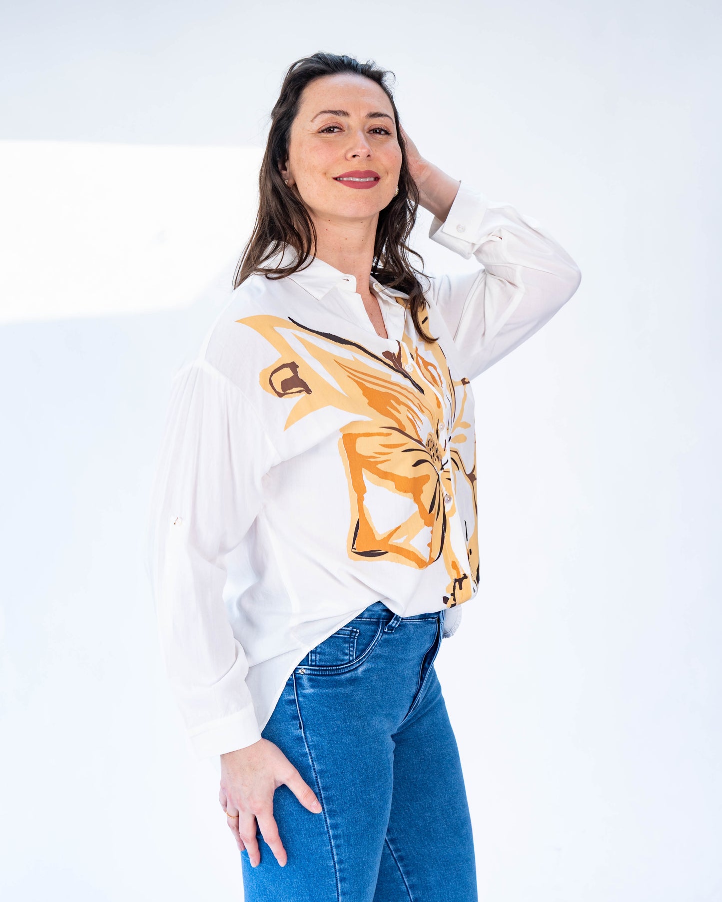Blusa Pola Flor Café