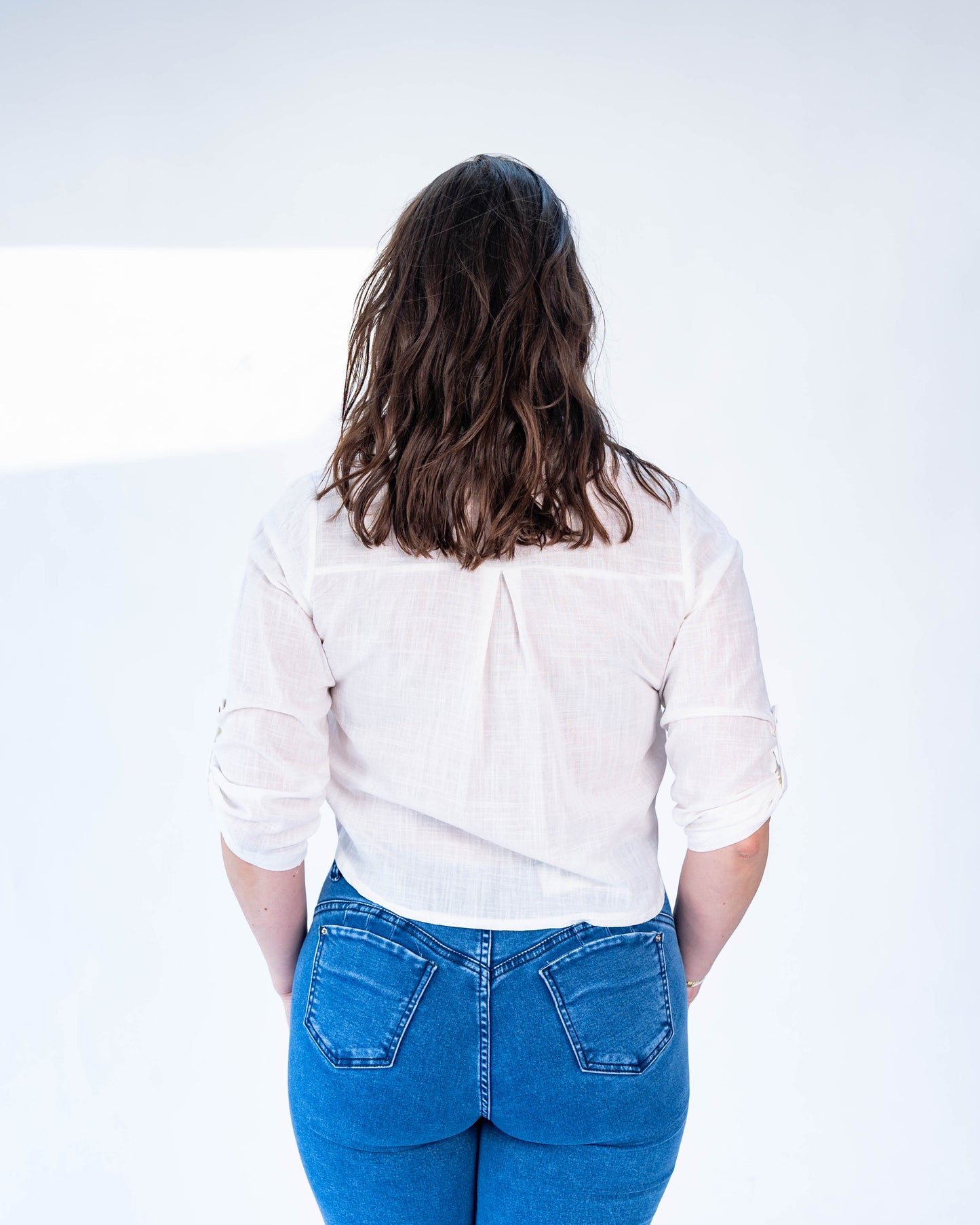 Blusa Elena Lino con Amarre Blanco