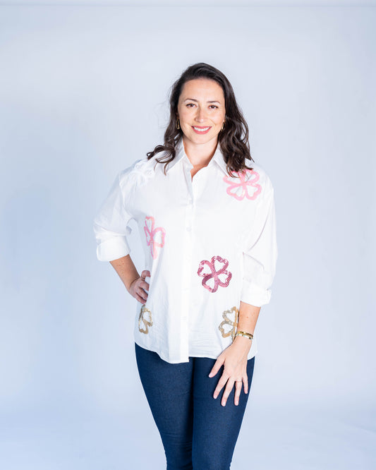 BLUSA FASHION FLORES BLANCA
