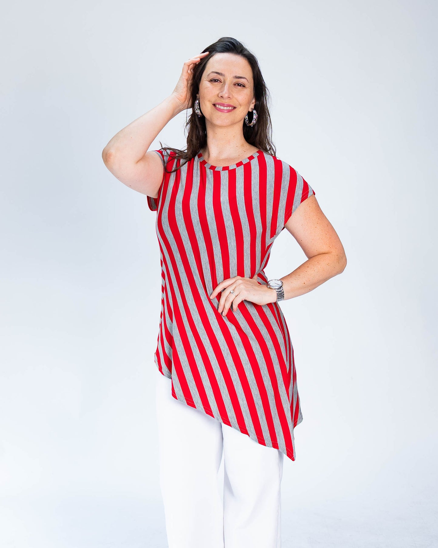 Polera Desigual Líneas Rojas