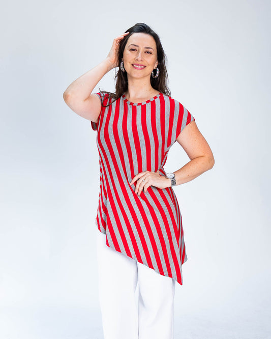 Polera Desigual Líneas Rojas