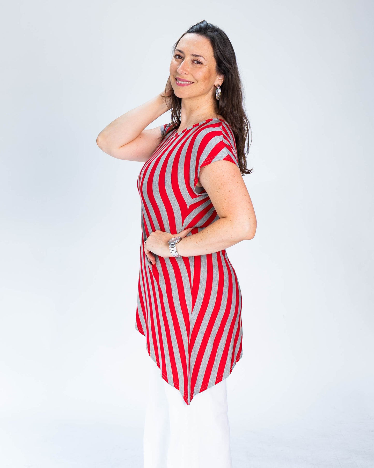 Polera Desigual Líneas Rojas