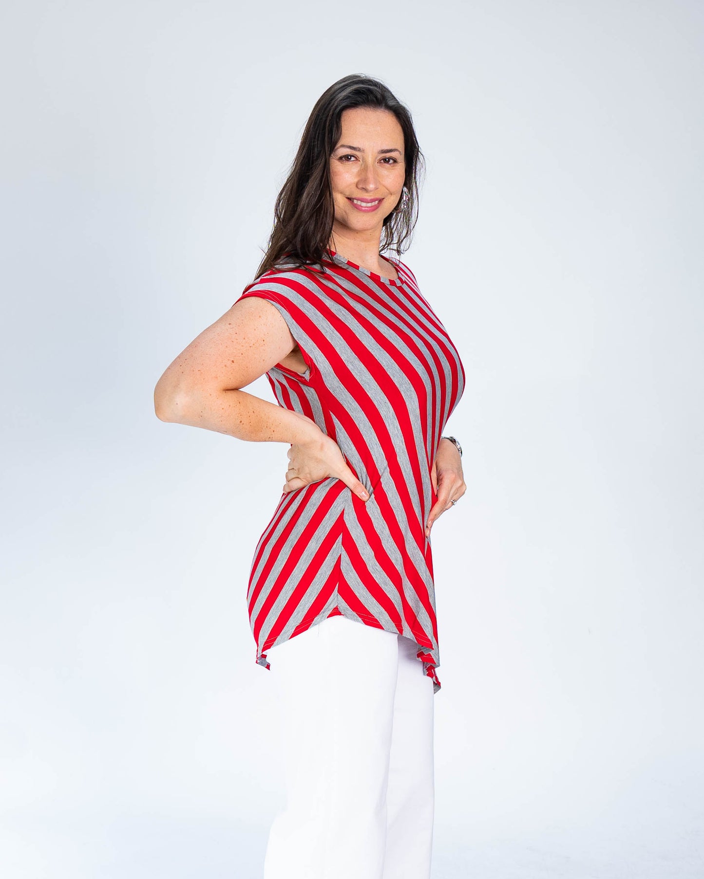 Polera Desigual Líneas Rojas