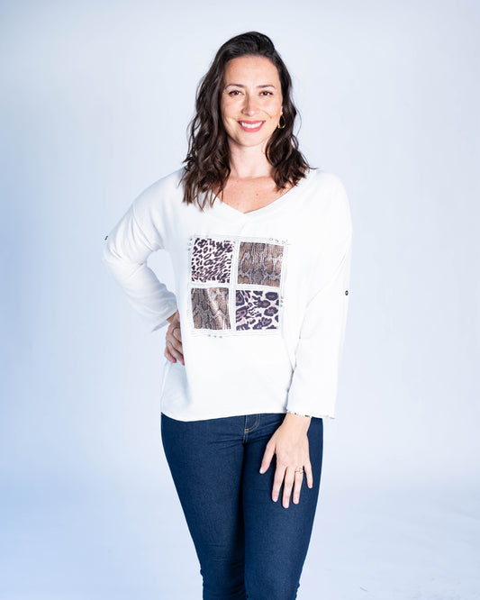 POLERA BRILLOS DOMINIQUE BLANCA