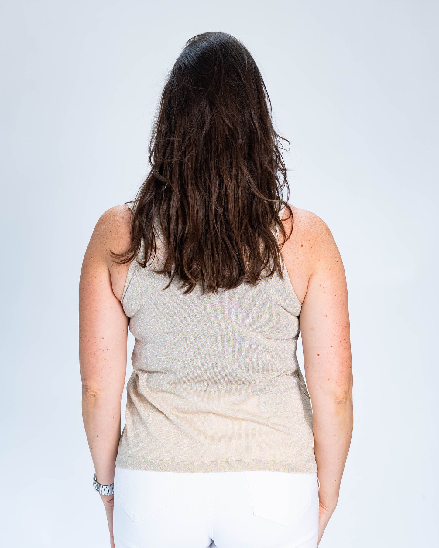 Polera Sin Mangas Lurex Print Dorado