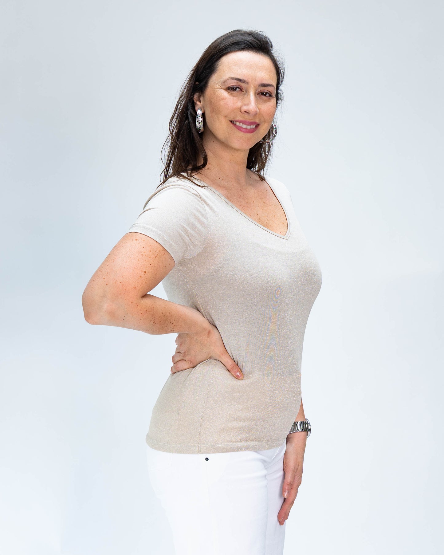 Polera Anto Lurex Beige