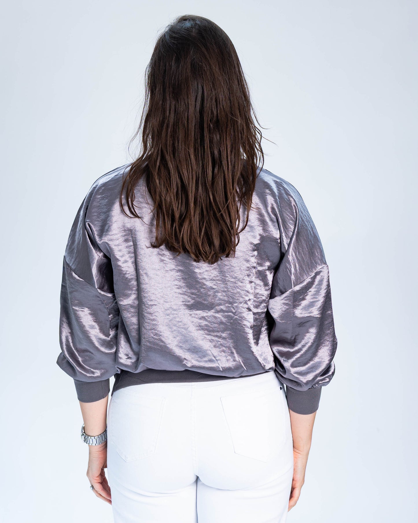 Bomber Satinado Dani Gris Oscuro