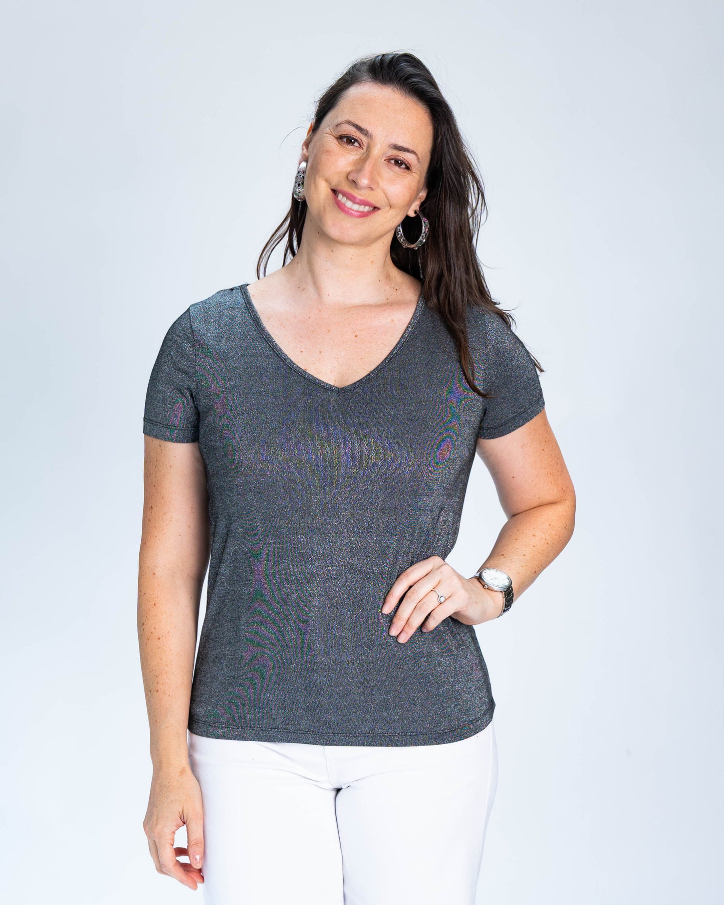 Polera Anto Lurex Gris Oscuro