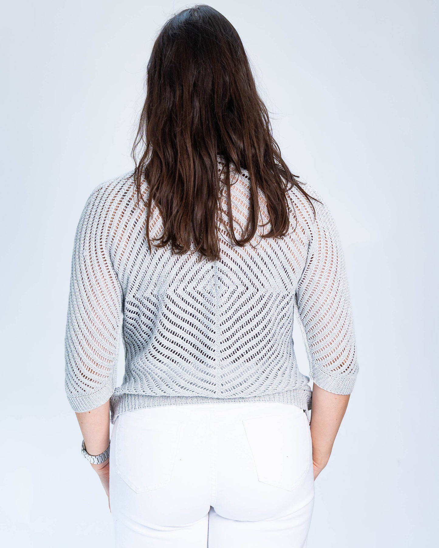 Chaleco Lurex Sin Botones Gris Claro