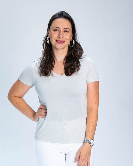 Polera Anto Lurex Gris Claro