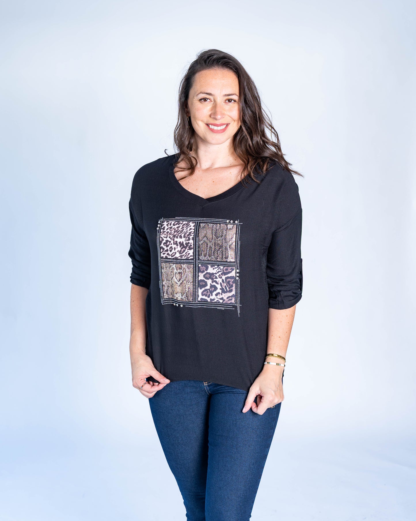 POLERA BRILLOS DOMINIQUE NEGRA