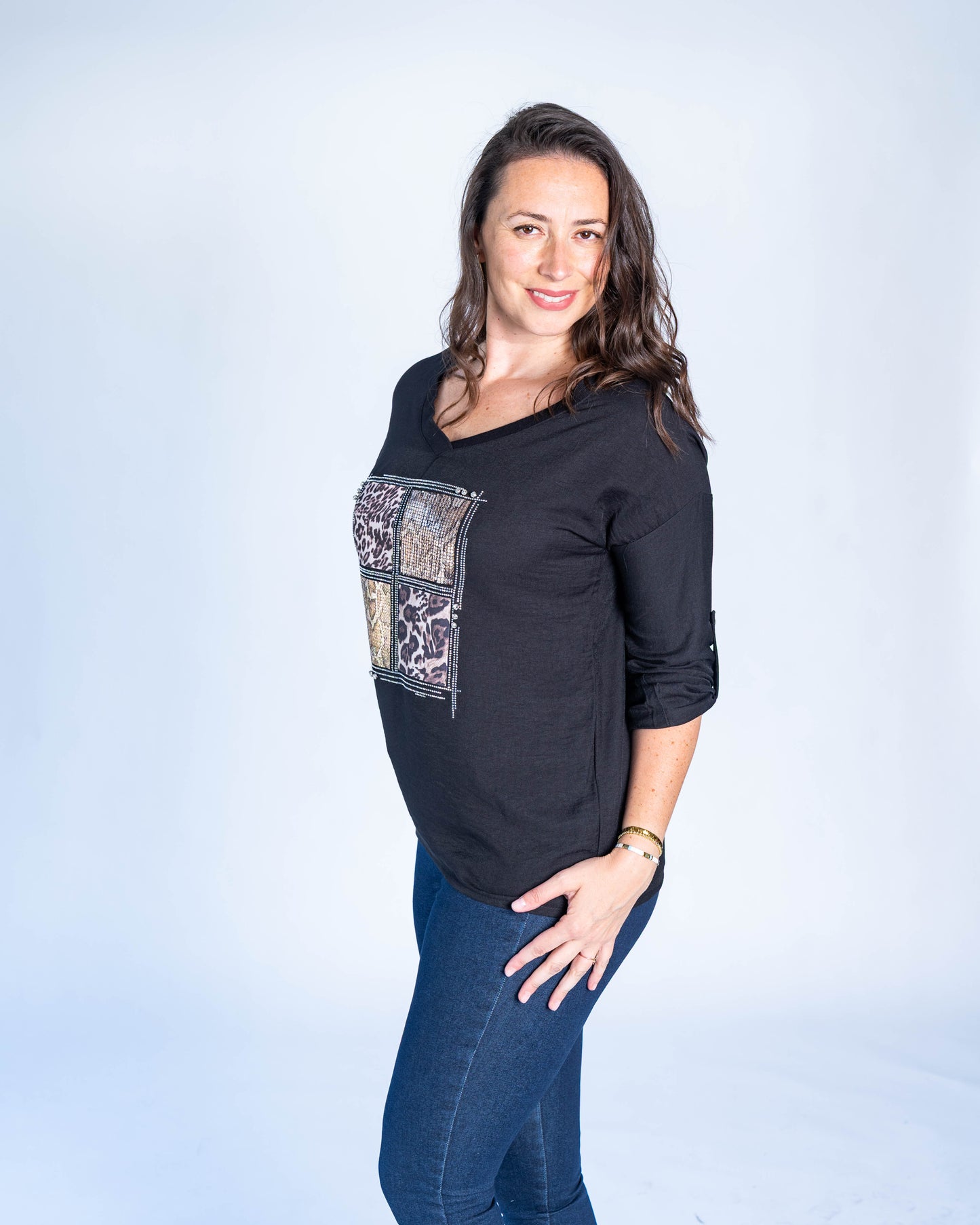 POLERA BRILLOS DOMINIQUE NEGRA